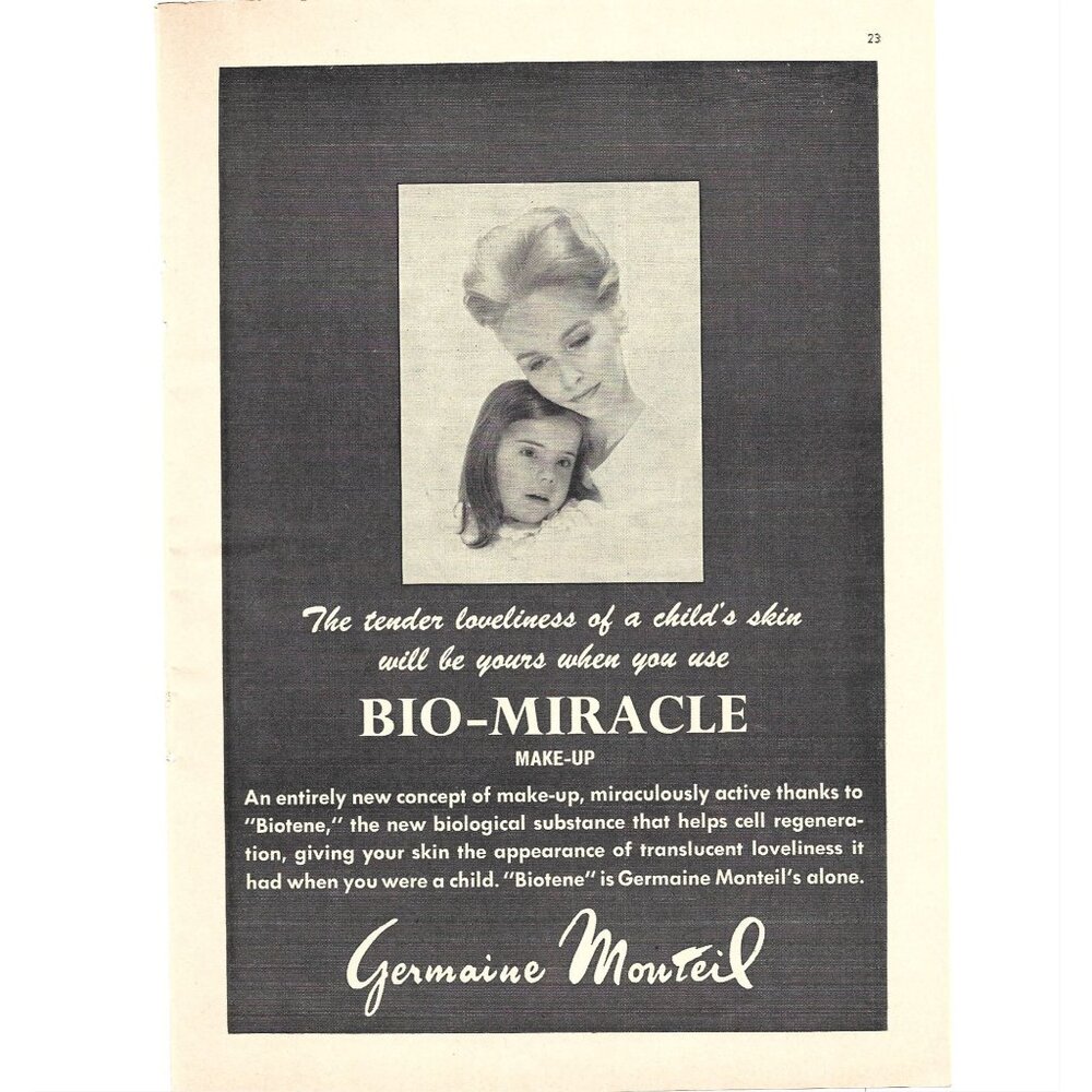 Germaine Monteil Bio-Miracle Make-Up With Biotene 1960s Vintage Advertisement Pr